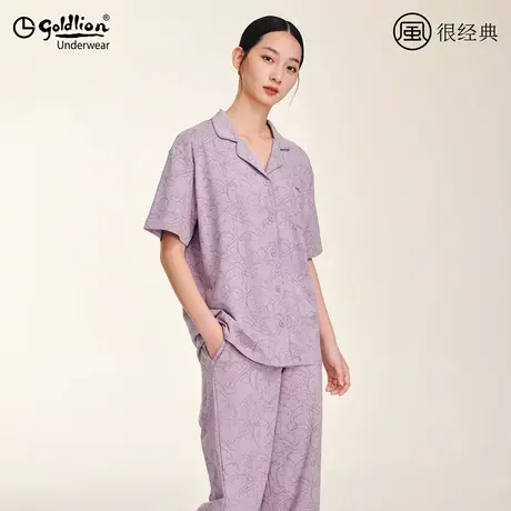 金利来睡衣女夏季2025新款纯棉可外穿短袖印花家居服睡衣睡裤套装图片