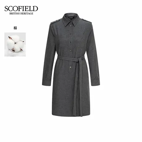 【棉100%】Scofield女装都市工装风连衣裙肩章设计2025冬季新品图片