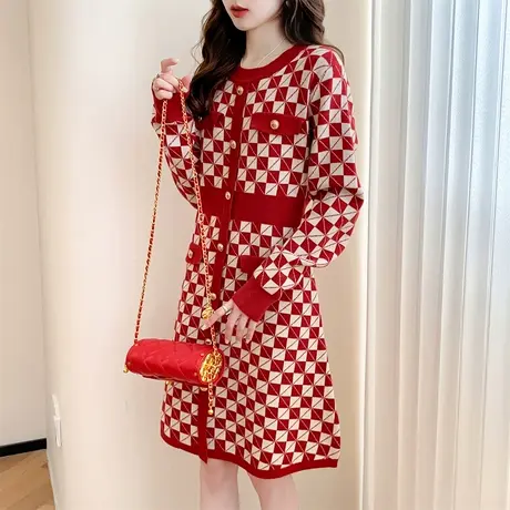 唐狮秋冬节日风名媛感显瘦连衣裙甜美风宽松超好看温柔系裙子TM图片