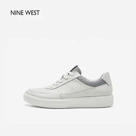 Nine West/玖熙牛皮舒适透气男士板鞋2024春新款平底男款男鞋子图片