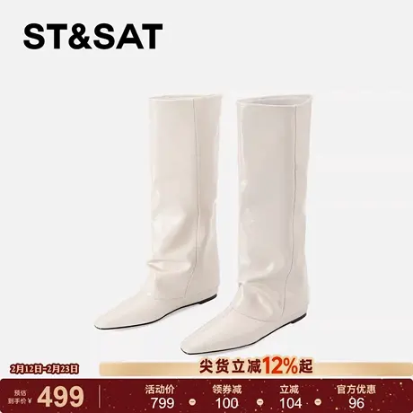 星期六不过膝裤管靴女2025冬季新款内增高显瘦百搭骑士靴西部长靴图片