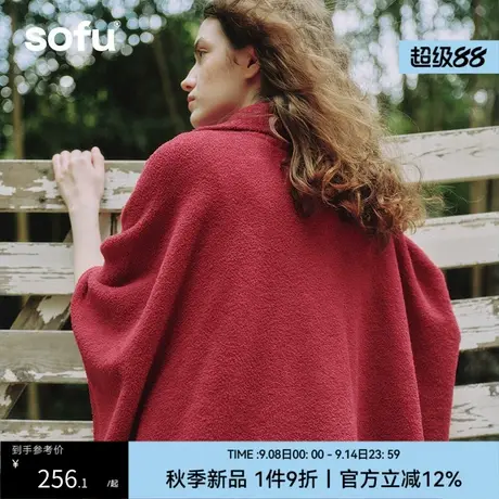 sofu半边绒翻领斗篷披肩女秋冬季2025新款休闲百搭保暖外搭护肩图片