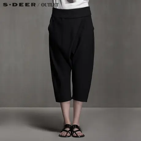 s.deer【上新】圣迪奥随性裁剪拼接哈伦胯裆裤S15280717商品大图