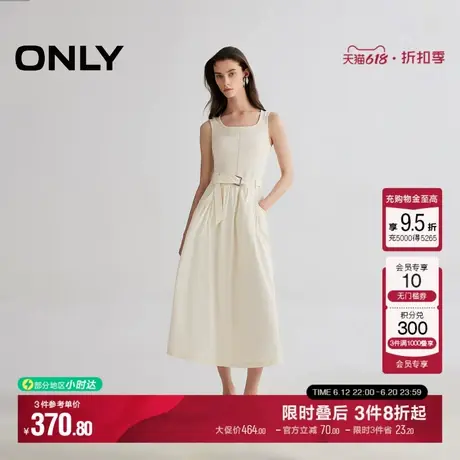 ONLY2025夏季新款舒适无袖纯色实用口袋腰带拼接长裙连衣裙女图片