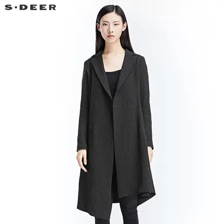 sdeer圣迪奥2019春装肌理质感绣线装饰不规则风衣外套女S17181814图片
