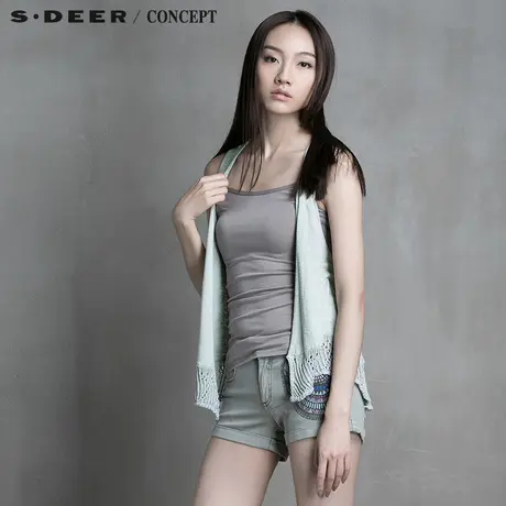 sdeer圣迪奥 女装镂空针织衫开衫S15281659商品大图