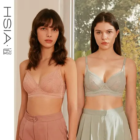 HSIA遐薄款内衣女三角杯微聚拢胸罩【Herspace】绑带大胸显小文胸商品大图