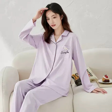 顶瓜瓜睡衣女款纯棉长袖薄款可外穿家居服套装女士图片