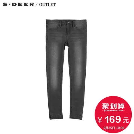 s.deer【闪购】圣迪奥女装深灰色水洗休闲长裤S15280862商品大图