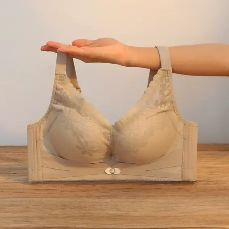 乳胶内衣女小胸聚拢收副乳防下垂上托无钢圈胸罩蕾丝文胸厚款品牌图片