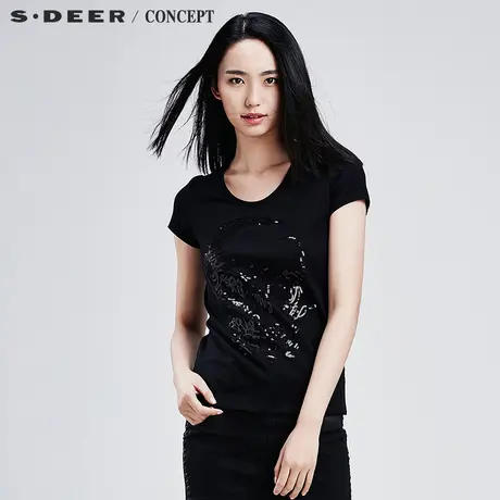 S&middot;DEER＼CONCEPT【新品】圣迪奥简约亮片装饰短袖T恤S16280133图片