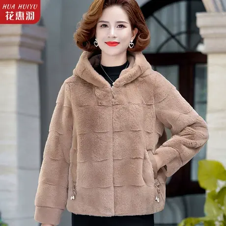 妈妈秋冬装加绒外套洋气高贵水貂绒大衣短款中老年女冬季加厚皮草商品大图