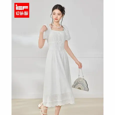 IEF/爱依服连衣裙2025夏季新款法式优雅千金风设计感显瘦连衣中裙图片
