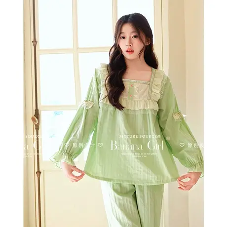 Bananagirl睡衣女春秋纯棉长袖甜美女士睡衣可爱韩版女士家居服套图片