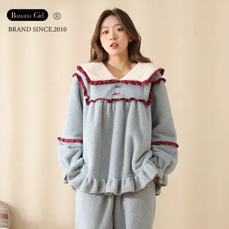 Bananagirl睡衣女冬季加厚珊瑚绒宽松大码新款可爱少女冬天家居服图片