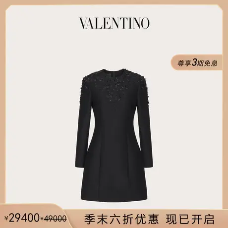 [季末优惠]华伦天奴VALENTINO女士 CREPE COUTURE 刺绣连衣裙图片