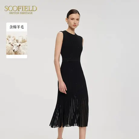 【含羊毛】Scofield女装法式无袖连衣裙珠片细节2025夏季新品图片