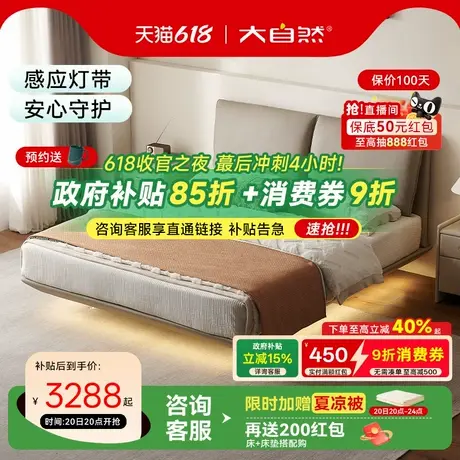 【S96】大自然悬浮带灯真皮床大象耳朵主卧单双人皮艺大床架家具图片