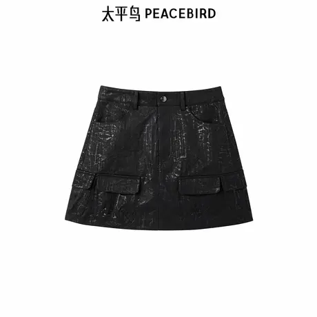 太平鸟女装年秋冬新款时尚潮流PU短裙A3GEE4111图片