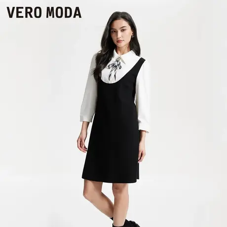 Vero Moda奥莱连衣裙春秋新款学院风假两件针织拼接优雅裙子流行图片