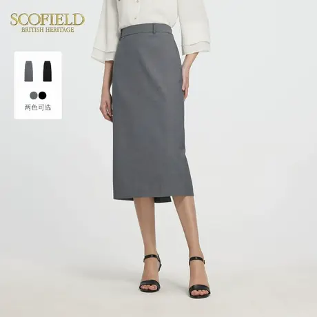 Scofield女装通勤H型直筒西装半身裙后开叉设计2025夏季新品图片