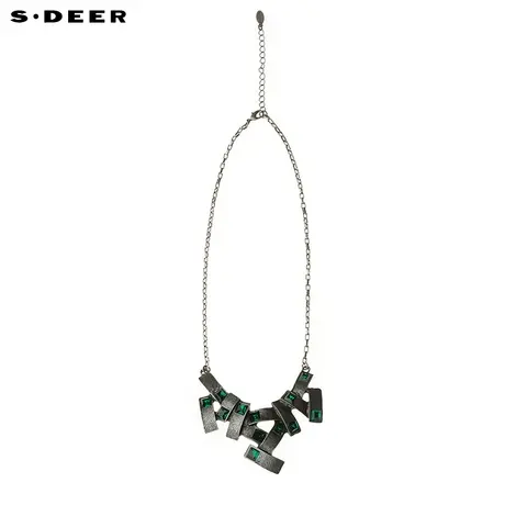 sdeer圣迪奥女装夏装概念设计绿色玻璃钻装饰项链S16284399商品大图