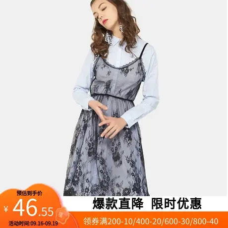 艾格新款春季女装时尚百搭休闲个性淑女连衣裙两件套W104图片