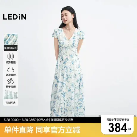 乐町插画师图案南法度假风连衣裙女2025年夏季新款满版碎花裙子图片