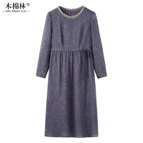 木棉林大码女装减龄中长裙2023秋季新款优雅妈妈显瘦长袖连衣裙潮商品大图