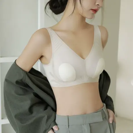 无痕内衣女大胸显小夏薄款兔耳朵文胸无钢圈收副乳防下垂大码胸罩图片