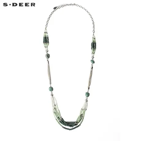 sdeer圣迪奥女装2019春装新品清新翠绿多层渐变串珠项链S17384336商品大图