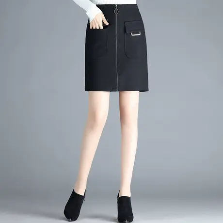 黑色包臀半身裙女短裙2023春秋新款时尚高腰一步裙显瘦百搭包裙子图片