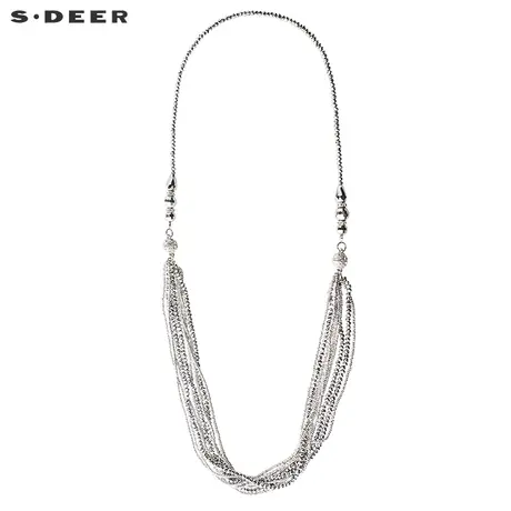 sdeer圣迪奥2018新品女光泽感层次切割串珠装饰项链S17384384商品大图