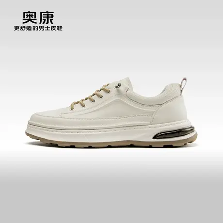 Aokang奥康春季新款时尚休闲鞋男压花系带舒适透气软底单鞋图片