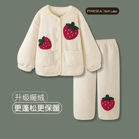 Pinksea睡衣女秋冬款加厚保暖珊瑚绒套装新款甜美大码冬季家居服图片