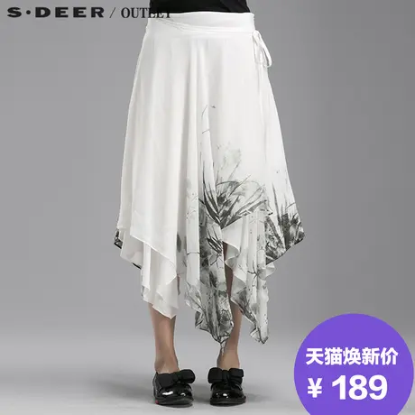 【清仓】sdeer圣迪奥水墨画意拼接长裙S15181175图片
