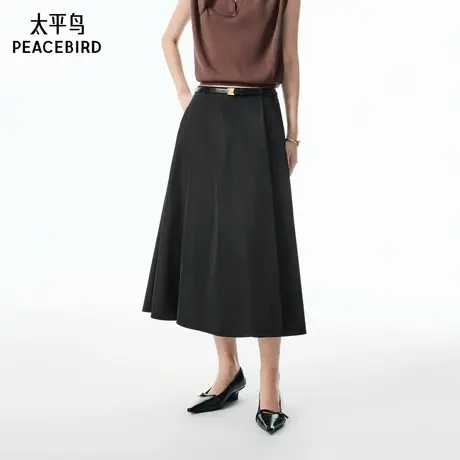 【商场同款】太平鸟垂坠缎面半身裙女2025新款气质温柔长裙显瘦图片