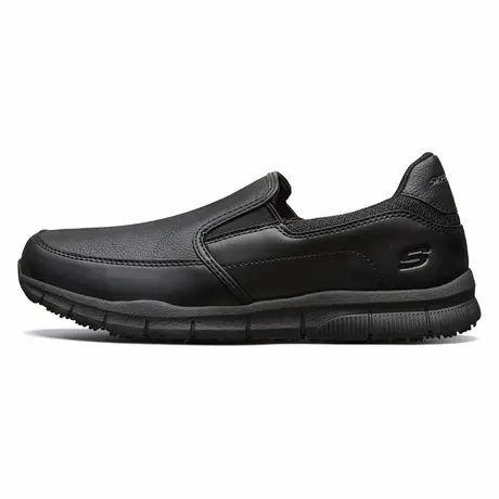 Skechers斯凯奇男鞋春夏季黑色一脚蹬懒人鞋休闲鞋商务皮鞋77157图片