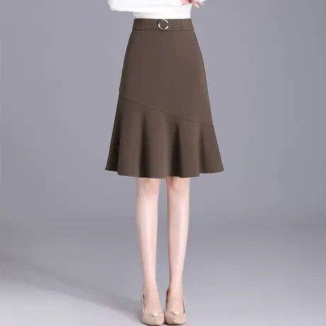 时尚鱼尾中裙a字裙女秋季2023新款高腰通勤包臀半身裙显瘦职业裙图片