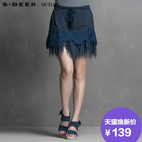 【活动】sdeer圣迪奥女装文艺绣花设计短裙S14281383图片