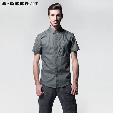 【上新】sdeerhe圣迪奥男装专柜正品夏韩版纯棉短袖衬衫3270481图片