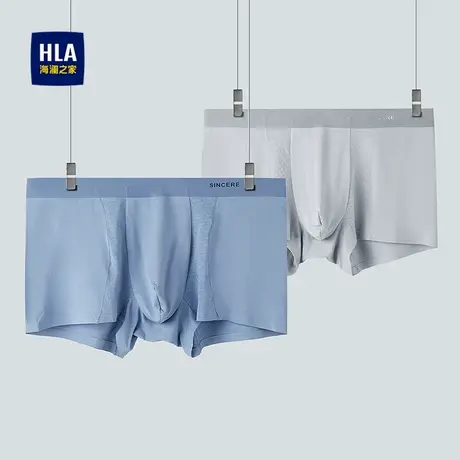 HLA/海澜之家镶拼网眼针织平脚短裤2025新透气滑爽含莫代尔内裤男图片