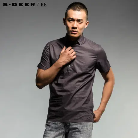 sdeerhe圣迪奥男装专柜正品夏装新款百搭休闲薄款短袖衬衫2270485图片