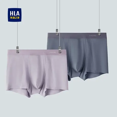 HLA/海澜之家撞色印花平脚短裤25新弹力腰间柔软服帖两条装短裤男图片