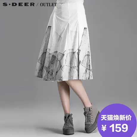 s.deer【新品】圣迪奥专柜正品女装空间几何拼接长裙S15181182图片
