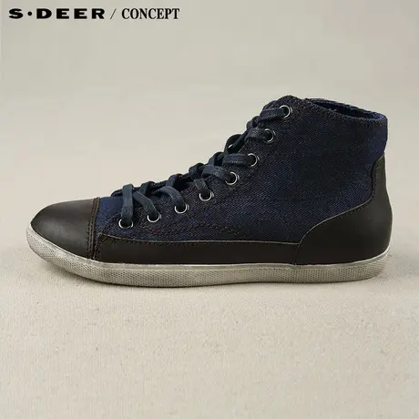 S&middot;DEER＼CONCEPT【新品】圣迪奥休闲皮质拼接牛仔系带鞋5283970商品大图