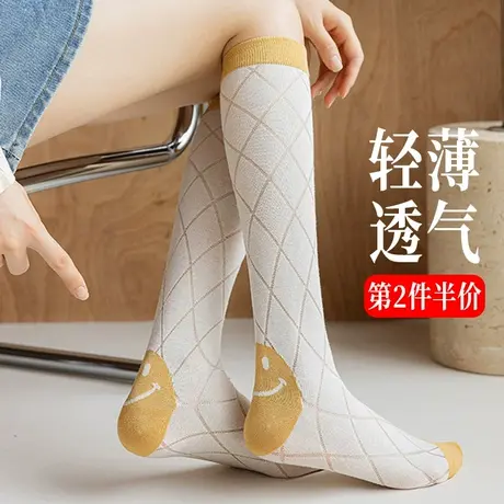 小腿袜子女春秋夏季薄款透气中长高筒半截棉潮女孩大童学生学院风图片