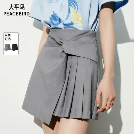 太平鸟女装年秋季新款韩版时尚休闲扭结百褶半裙A1GED2219图片
