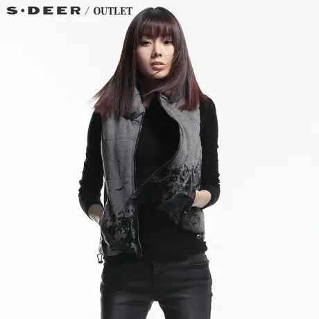 s.deer圣迪奥面包领涂层印花马夹S12481632商品大图