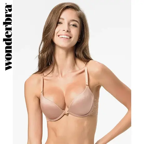 wonderbra侧收乳肤色蕾丝文胸女士内衣精油水袋胸罩聚拢深V少女图片